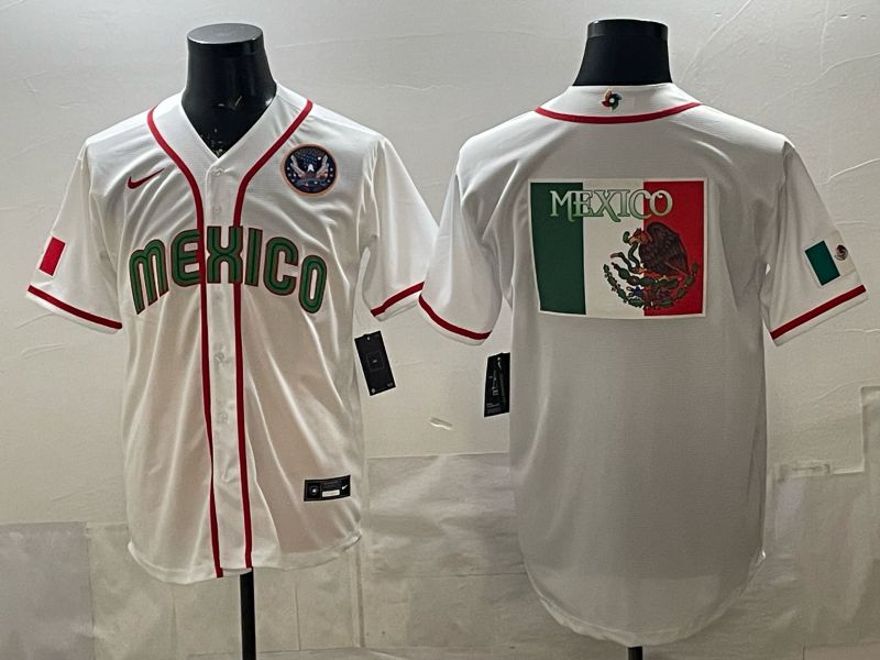 Men 2026 World Cub Mexico Blank White Game Nike MLB Jersey style 007->more jerseys->MLB Jersey